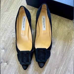Alberto Gozzi Black Suede Heels with Buckle